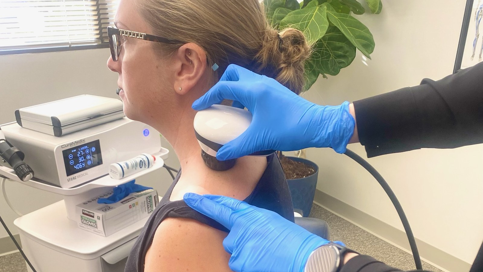 Shockwave therapy cost - real shockwave treatment session at True Health Chiropractic in Lombard IL